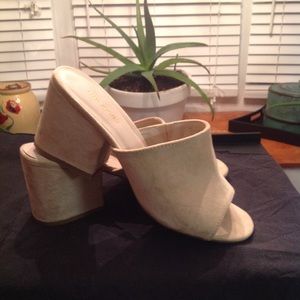 Cream Suede Mules EUC